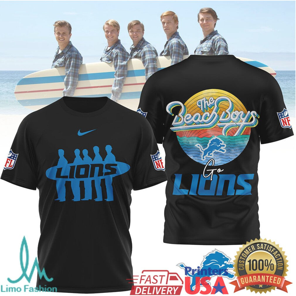 The Beach Boys x Detroit Lions Vintage Surf NFL T Shirt - Limotees LLC