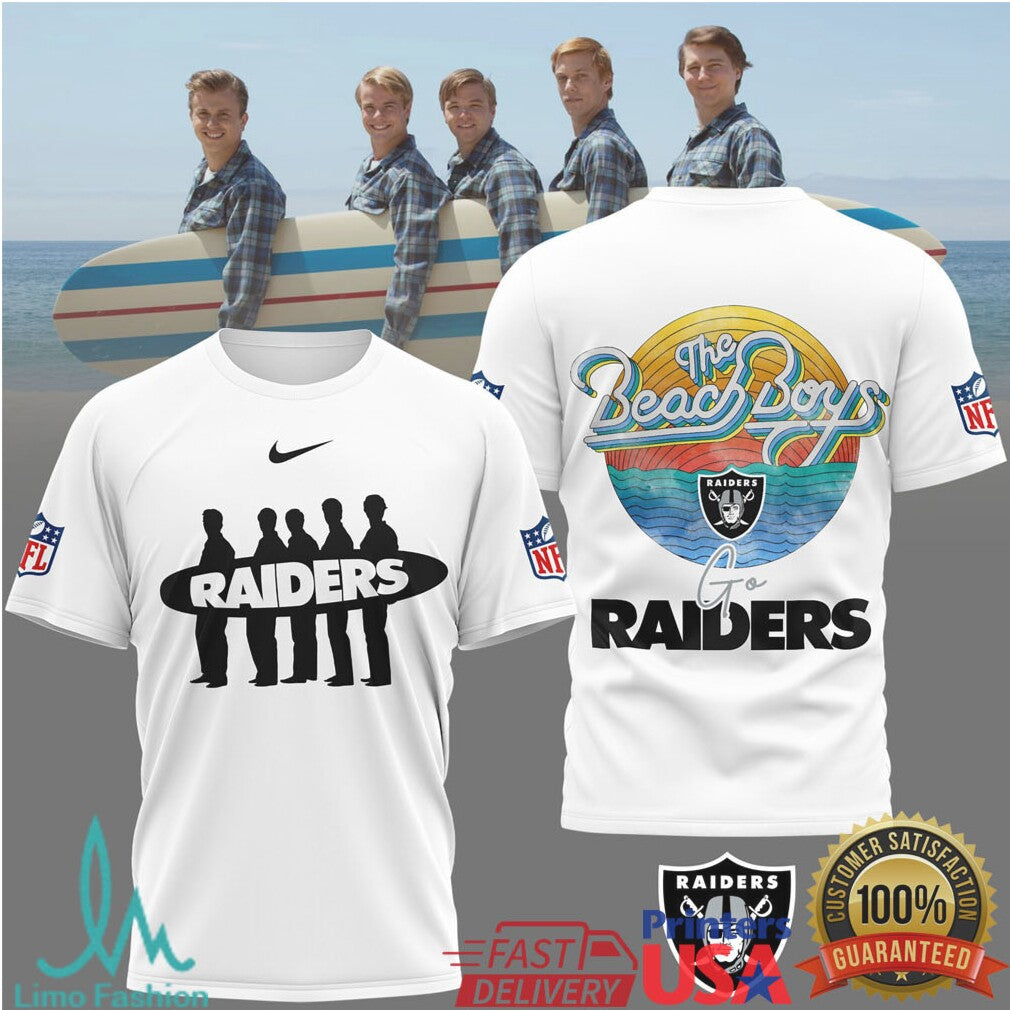 The Beach Boys x Las Vegas Raiders Vintage Surf Style NFL T Shirt