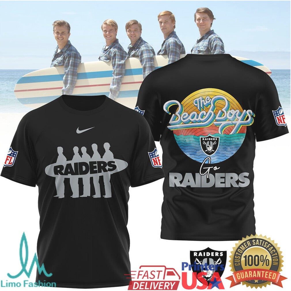 The Beach Boys x Las Vegas Raiders Vintage Surf Style NFL T Shirt