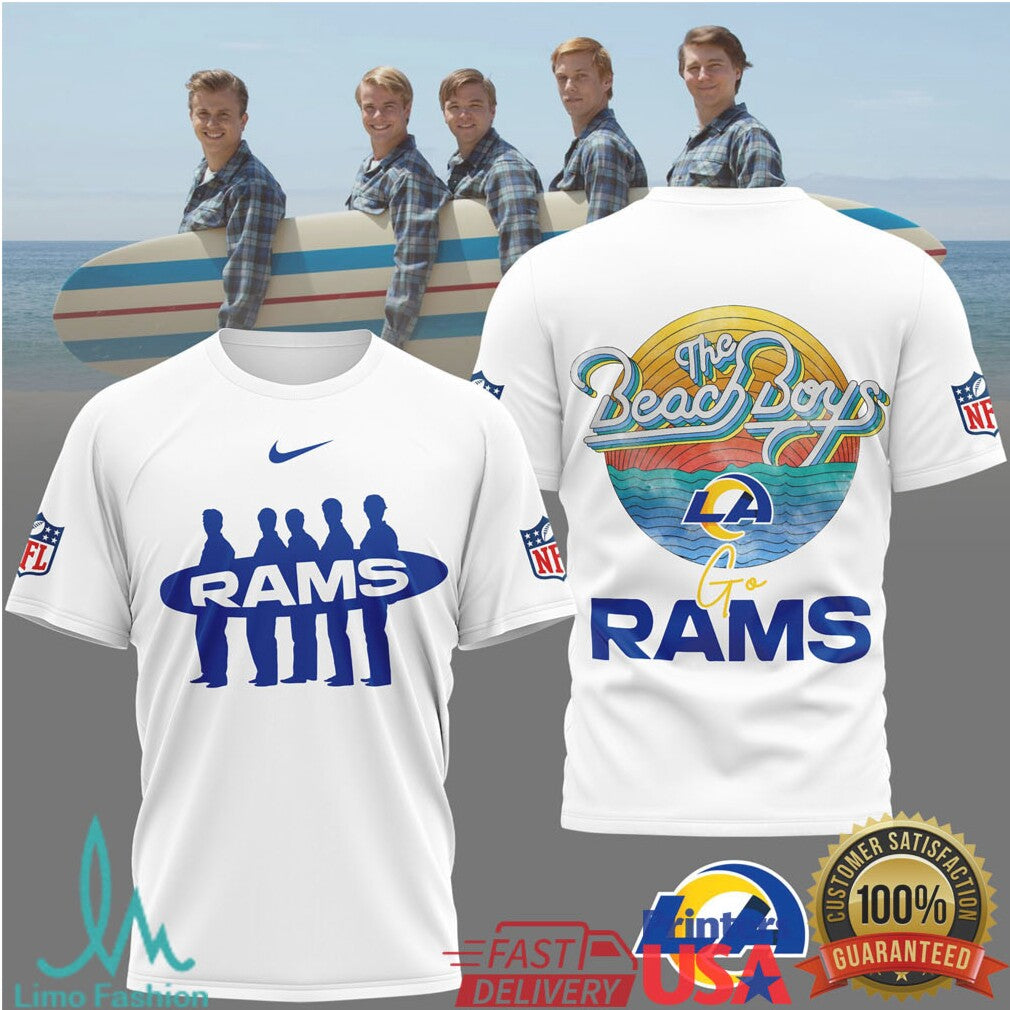 The Beach Boys x Los Angeles Rams Vintage NFL Surfing T Shirt - Limotees LLC