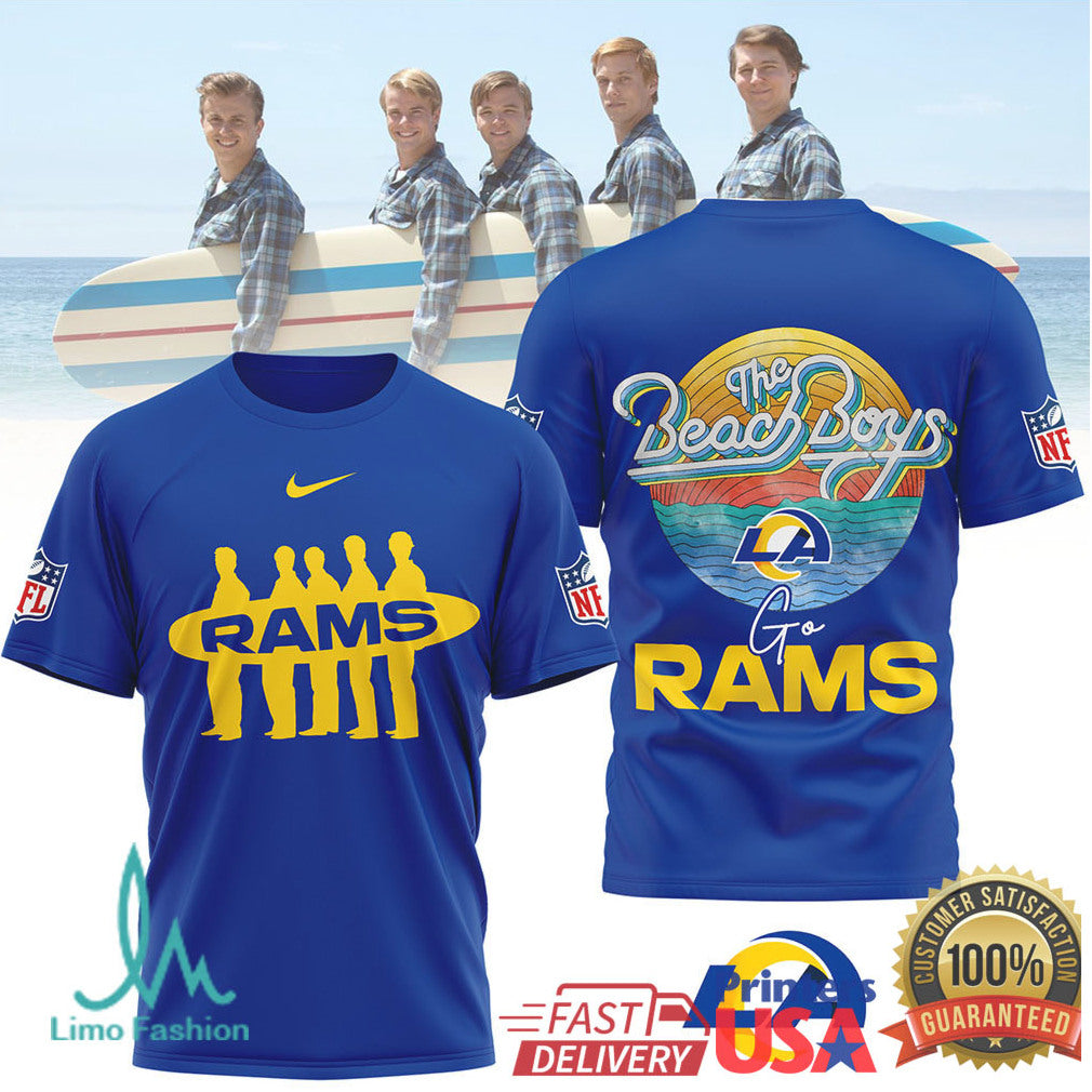The Beach Boys x Los Angeles Rams Vintage NFL Surfing T Shirt - Limotees LLC