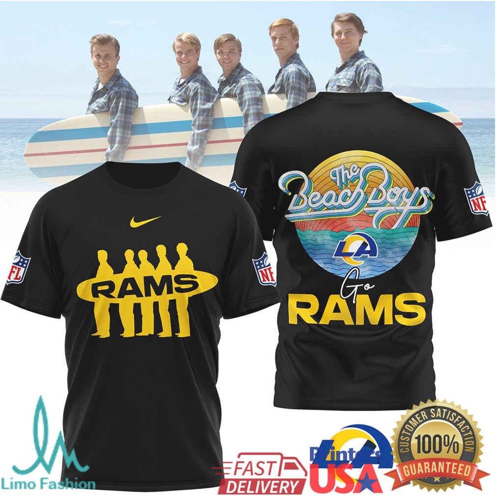 The Beach Boys x Los Angeles Rams Vintage NFL Surfing T Shirt - Limotees LLC