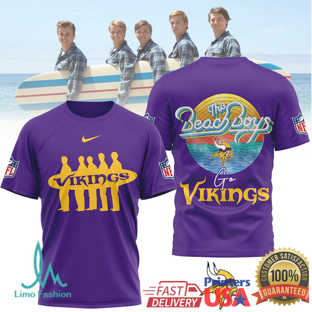 The Beach Boys x Minnesota Vikings Summer Surf NFL Fan T Shirt - Limotees LLC