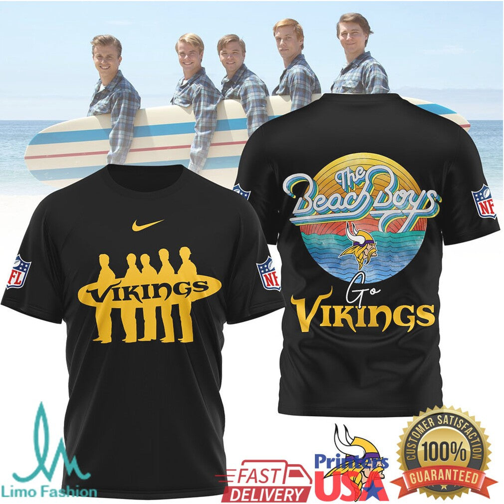 The Beach Boys x Minnesota Vikings Summer Surf NFL Fan T Shirt - Limotees LLC