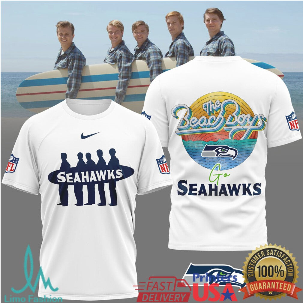 The Beach Boys x Seattle Seahawks Surf Vibe NFL Fan Apparel T Shirt - Limotees LLC