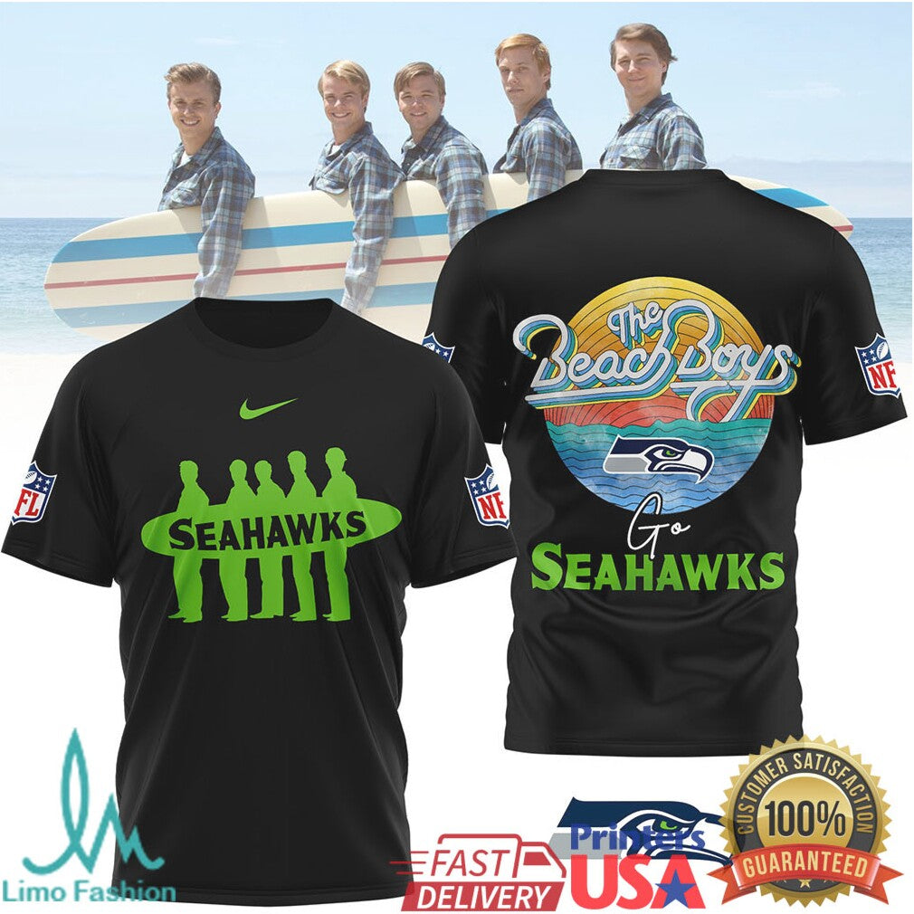 The Beach Boys x Seattle Seahawks Surf Vibe NFL Fan Apparel T Shirt - Limotees LLC