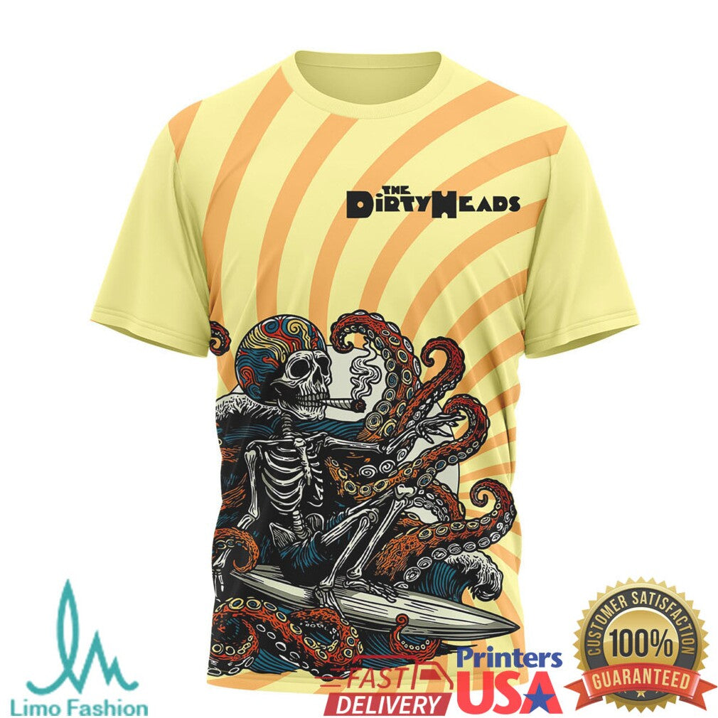 The Dirty Heads Seven Seas Skeleton Surfer All Over Print Graphic T Shirt - Limotees LLC