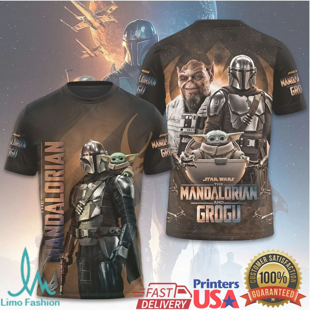 The Mandalorian and Grogu Star Wars Bounty Hunter 3D All Over Print Apparel T Shirt - Limotees LLC