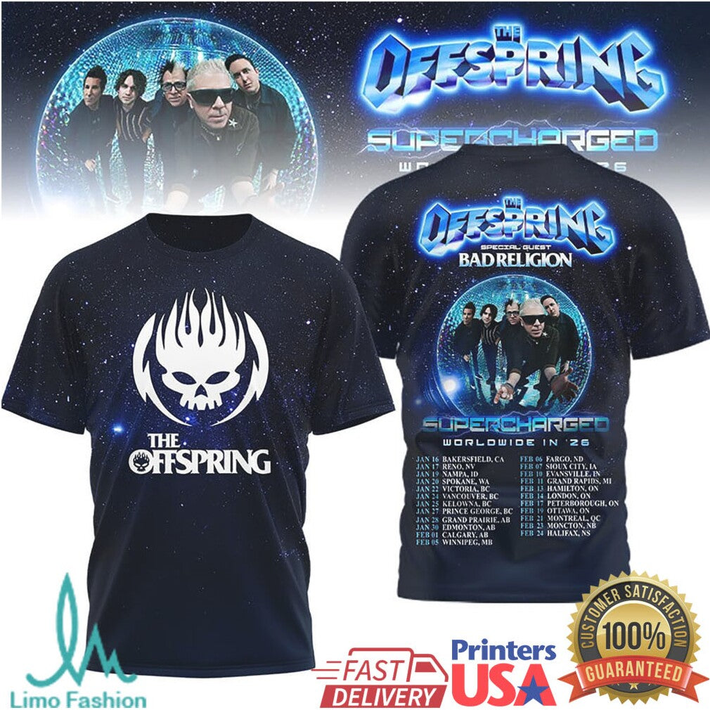 The Offspring Supercharged World Tour 2026 T Shirt Punk Rock T Shirt