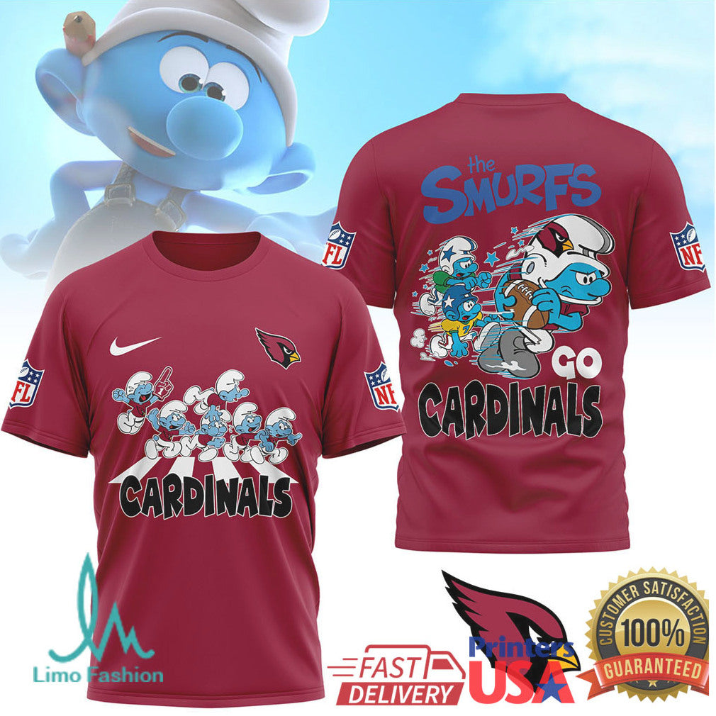 The Smurfs x Arizona Cardinals NFL Go Cardinals Fan T Shirt