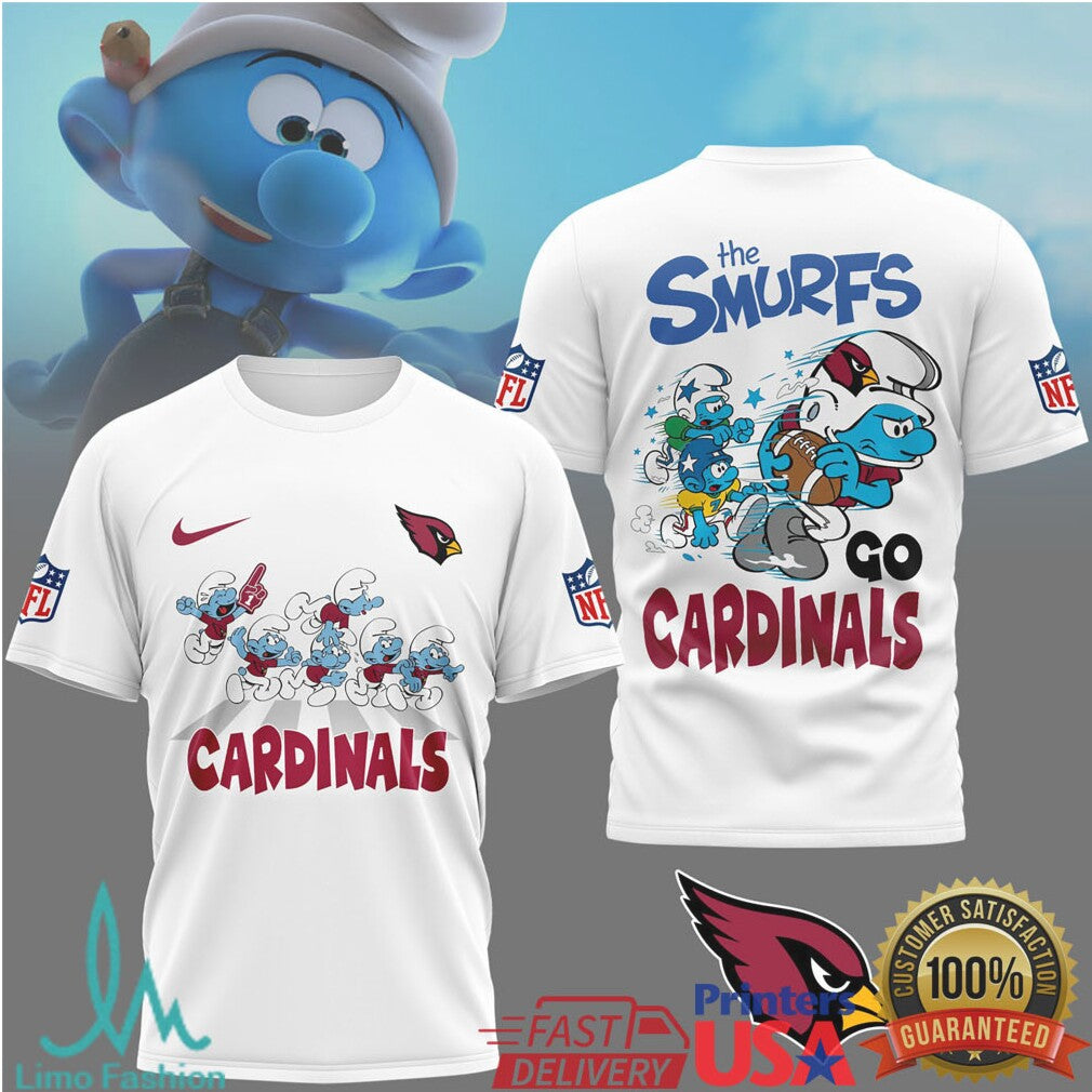 The Smurfs x Arizona Cardinals NFL Go Cardinals Fan T Shirt
