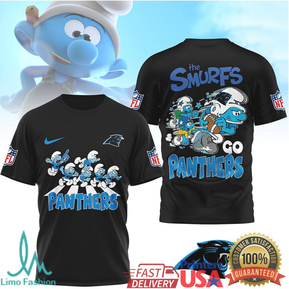 The Smurfs x Carolina Panthers NFL Custom T Shirt Design - Limotees LLC