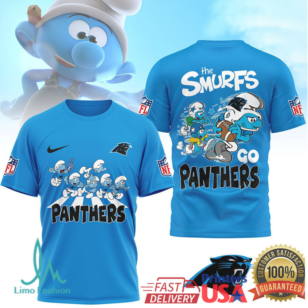 The Smurfs x Carolina Panthers NFL Custom T Shirt Design - Limotees LLC