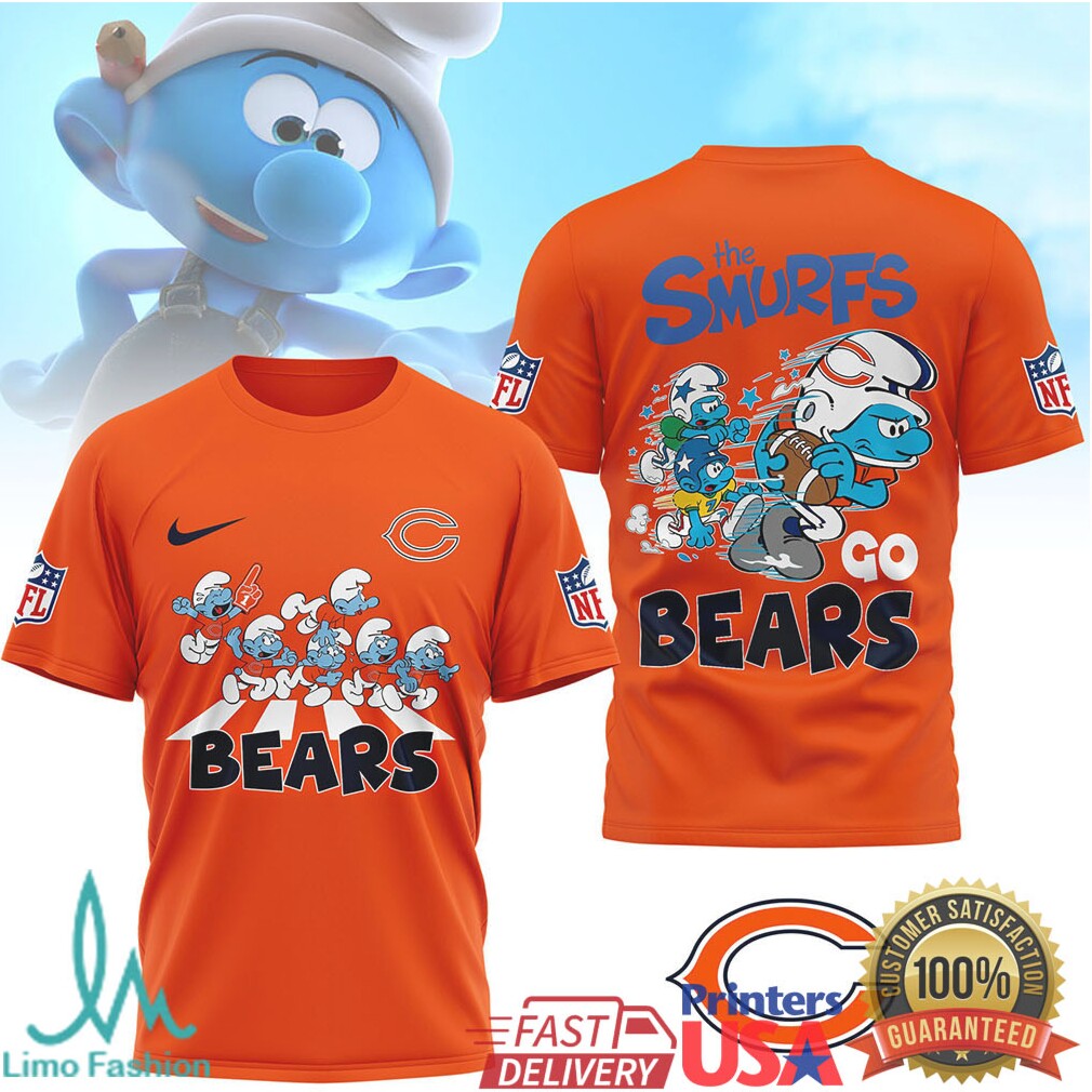 The Smurfs x Chicago Bears NFL Custom T Shirt Design - Limotees LLC