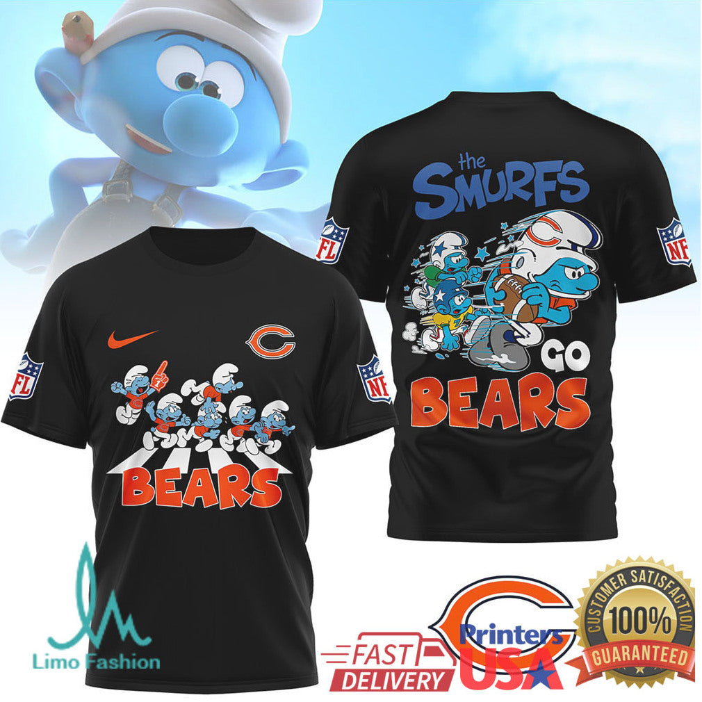 The Smurfs x Chicago Bears NFL Custom T Shirt Design - Limotees LLC