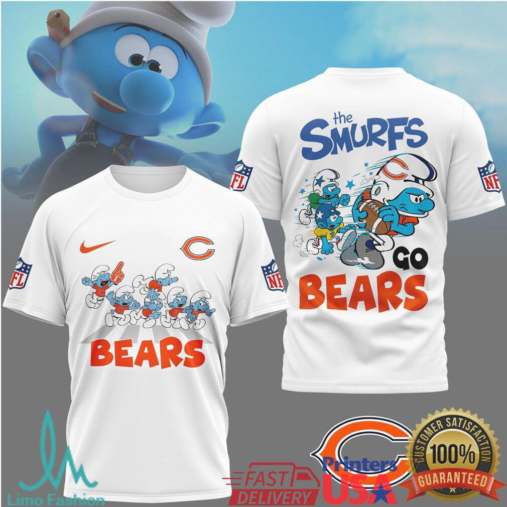 The Smurfs x Chicago Bears NFL Custom T Shirt Design - Limotees LLC