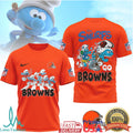 The Smurfs x Cleveland Browns NFL Go Browns Graphic T Shirt - Limotees LLC