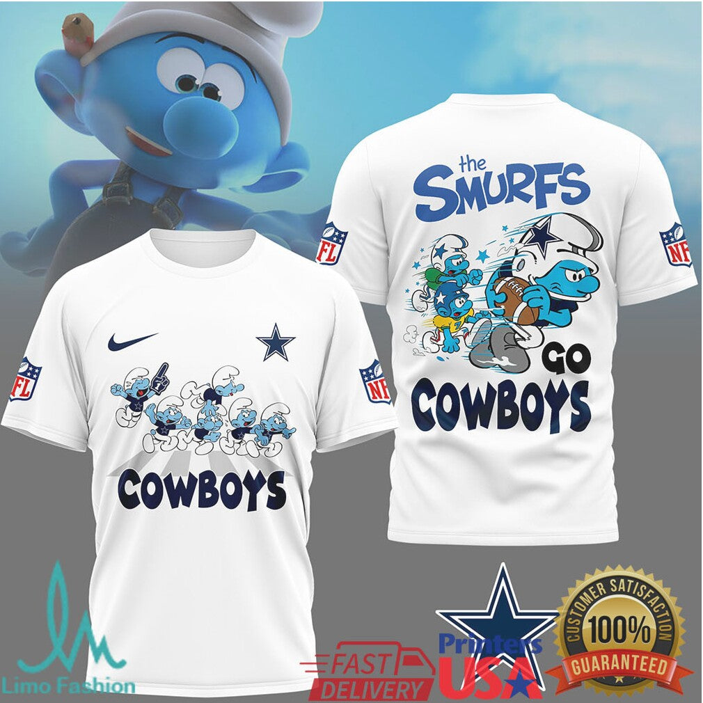 The Smurfs x Dallas Cowboys NFL Custom T Shirt Design - Limotees LLC