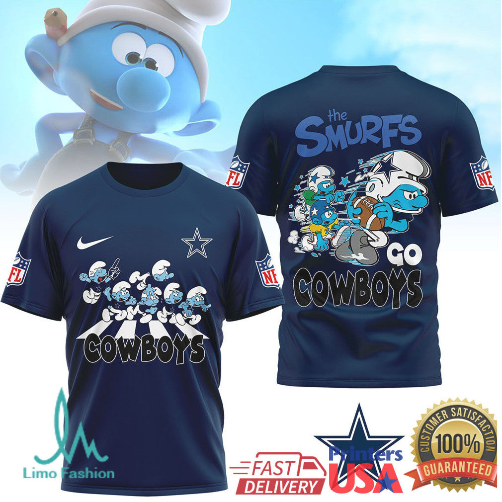 The Smurfs x Dallas Cowboys NFL Custom T Shirt Design - Limotees LLC