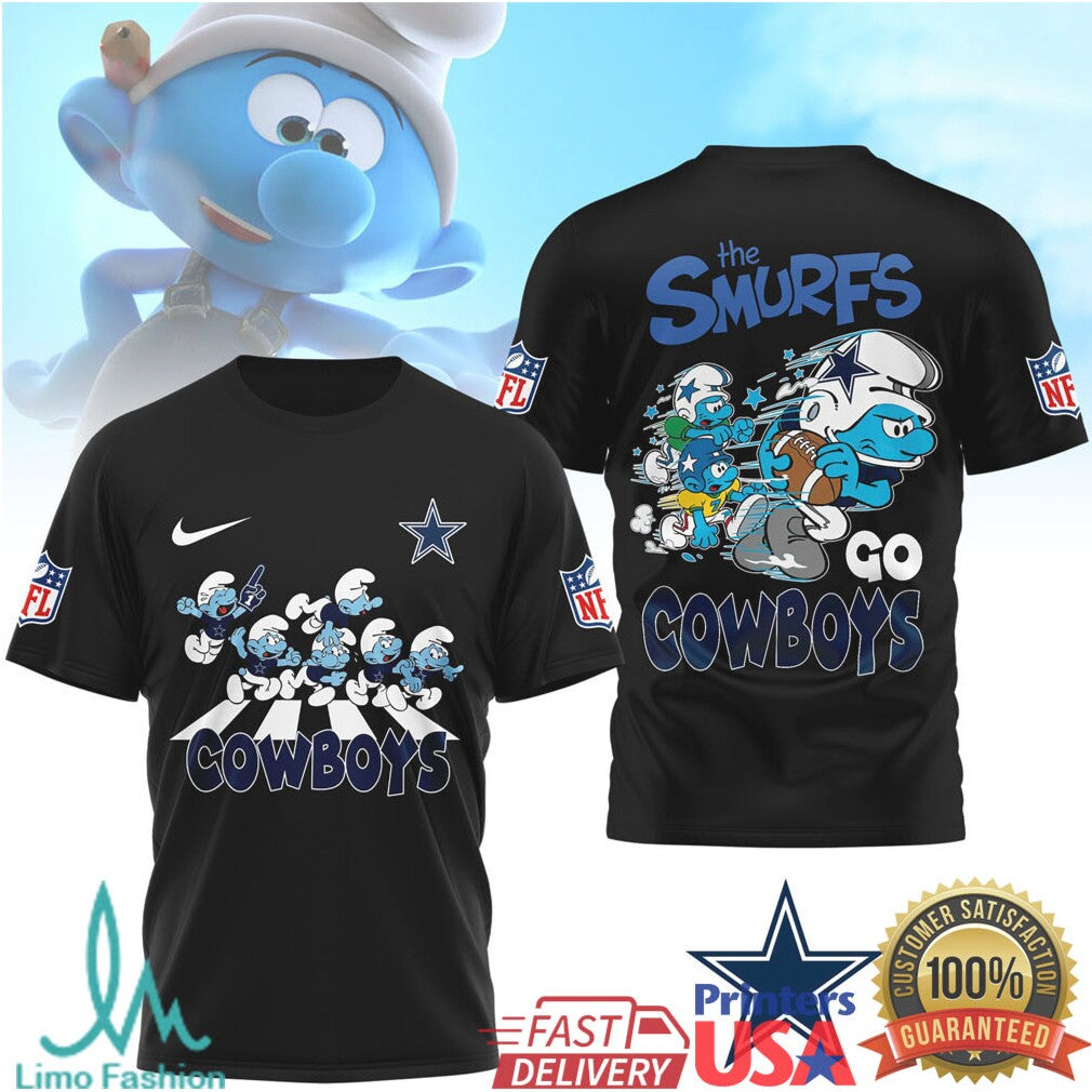 The Smurfs x Dallas Cowboys NFL Custom T Shirt Design - Limotees LLC