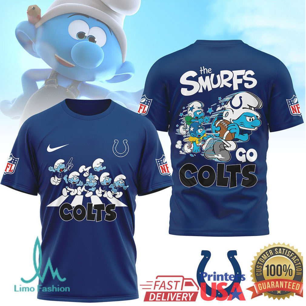 The Smurfs x Indianapolis Colts NFL Custom T Shirt Design - Limotees LLC