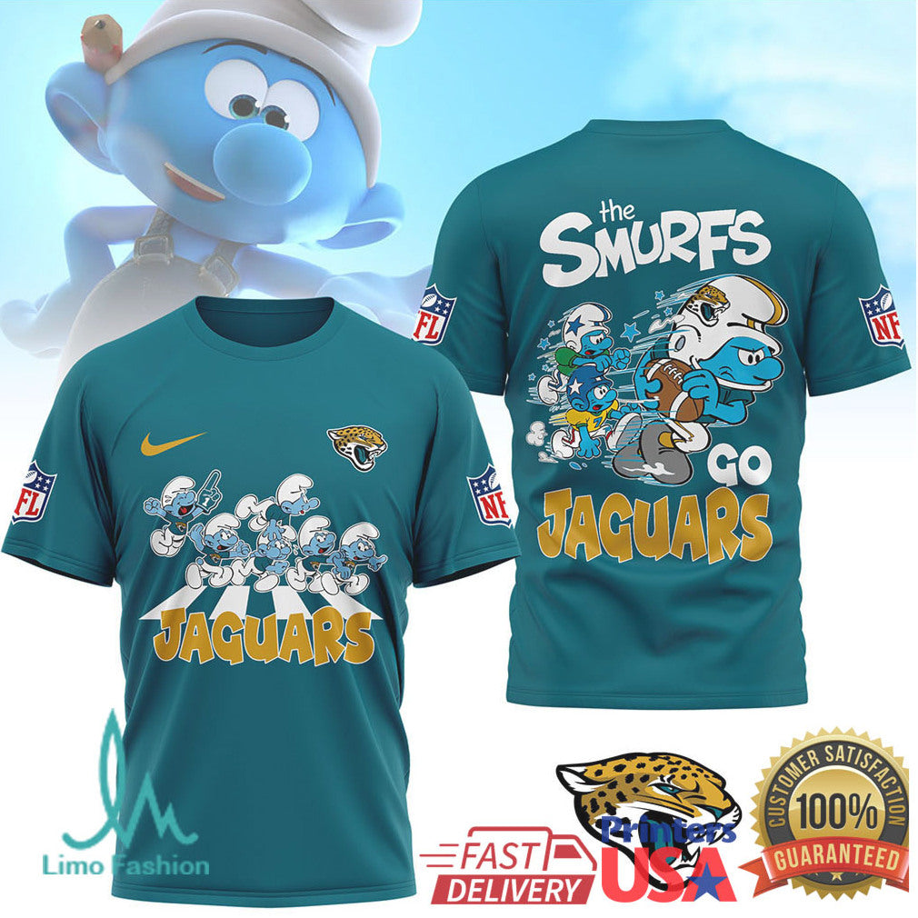 The Smurfs x Jacksonville Jaguars NFL Custom T Shirt Design - Limotees LLC