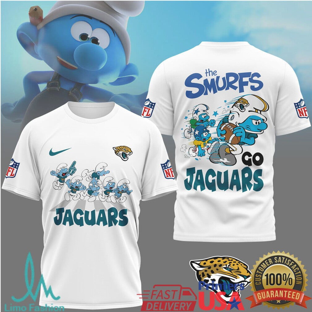 The Smurfs x Jacksonville Jaguars NFL Custom T Shirt Design - Limotees LLC