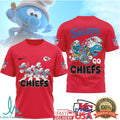 The Smurfs x Kansas City Chiefs NFL Custom T Shirt Design - Limotees LLC
