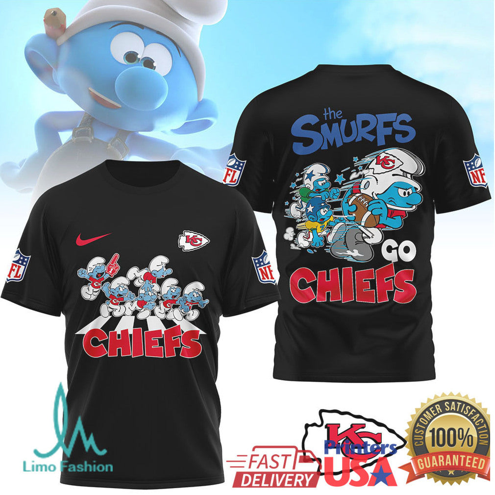The Smurfs x Kansas City Chiefs NFL Custom T Shirt Design - Limotees LLC