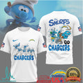 The Smurfs x LA Chargers NFL Go Chargers Fan Apparel T Shirt - Limotees LLC
