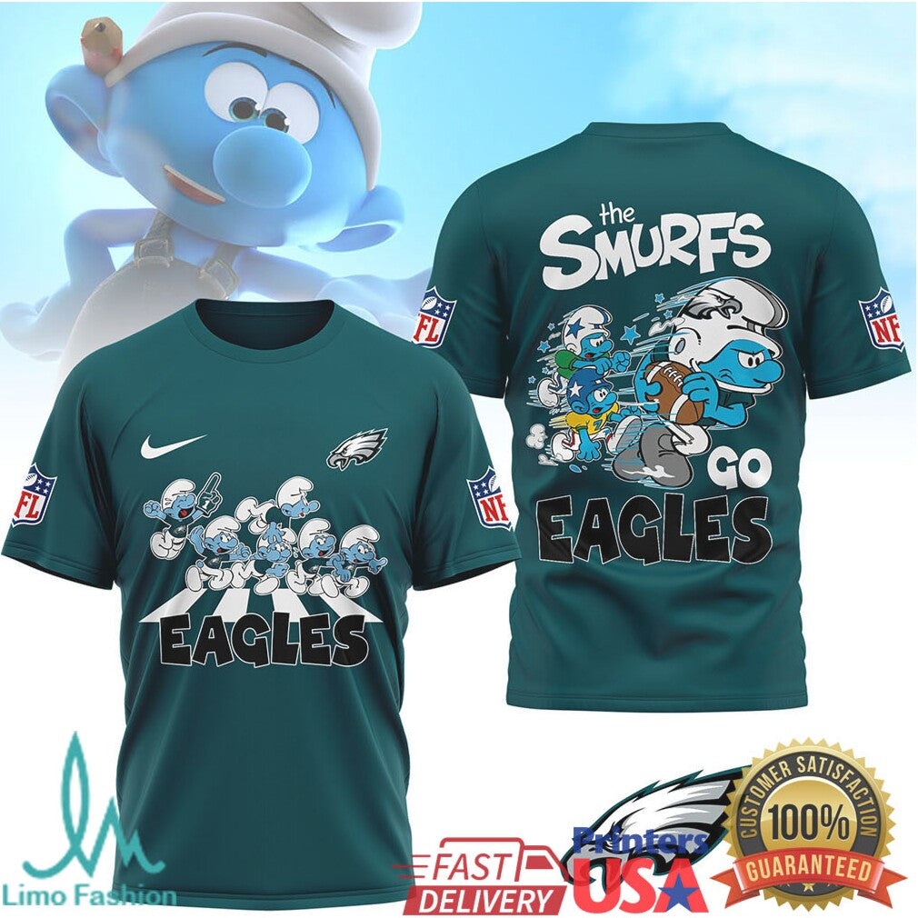 The Smurfs x Philadelphia Eagles NFL Custom T Shirt Design - Limotees LLC