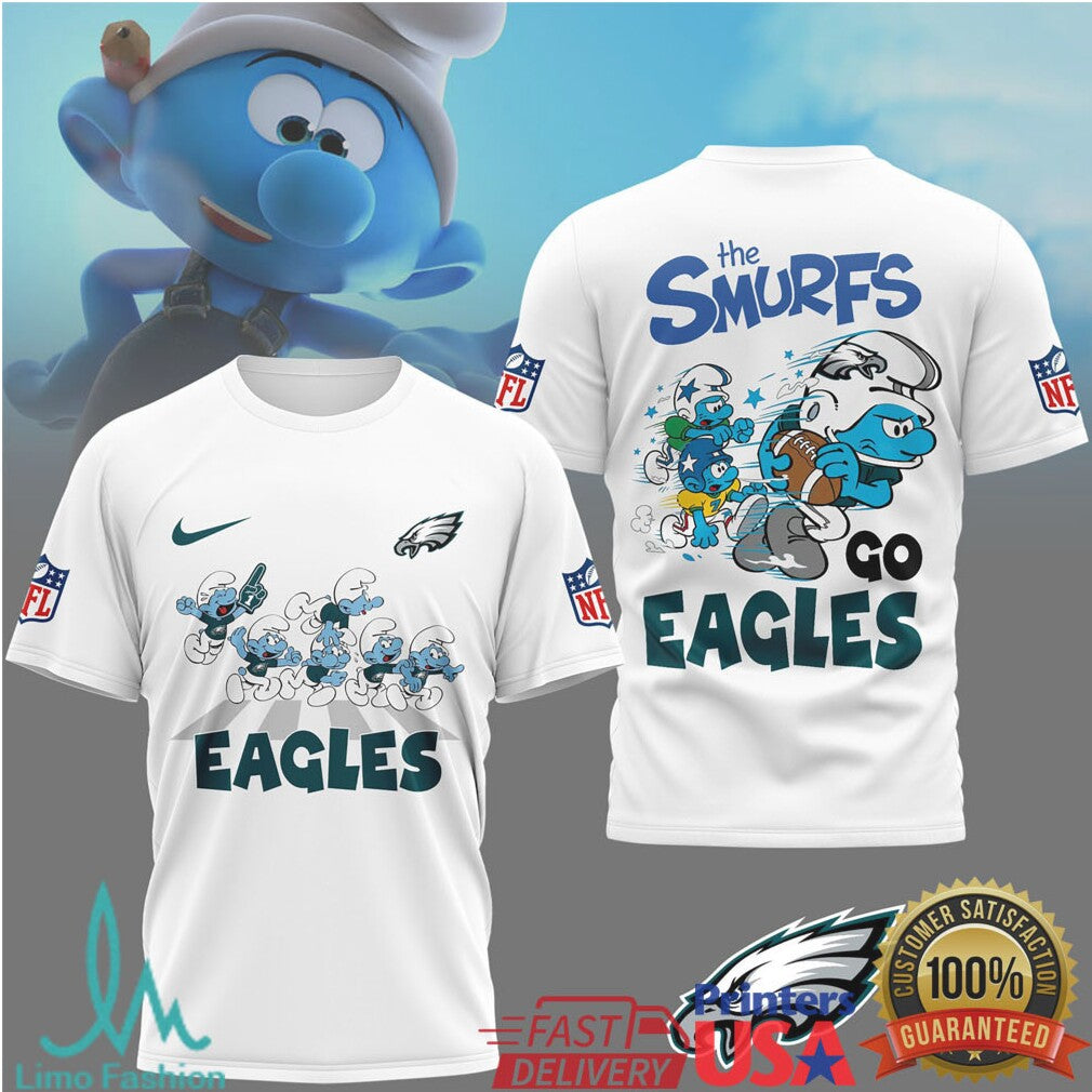 The Smurfs x Philadelphia Eagles NFL Custom T Shirt Design - Limotees LLC