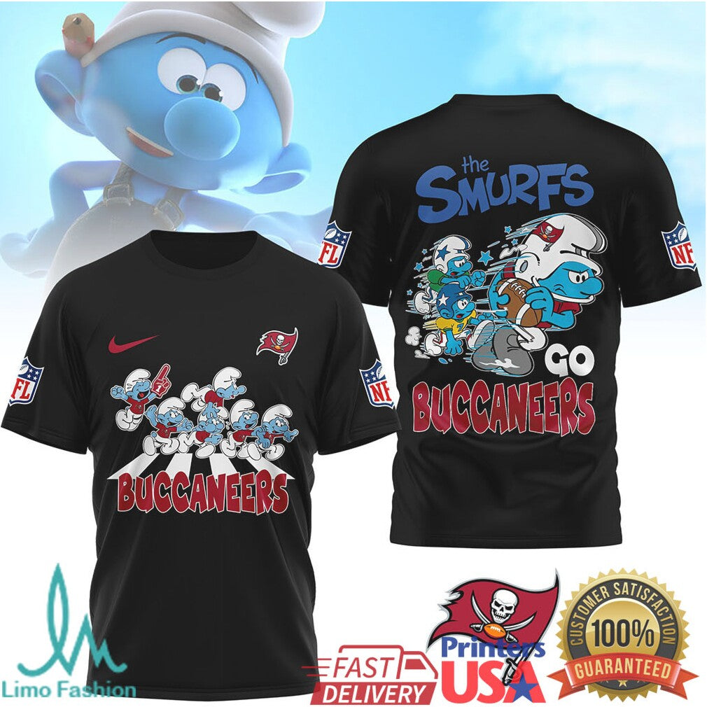 The Smurfs x Tampa Bay Buccaneers NFL Custom T Shirt Design - Limotees LLC