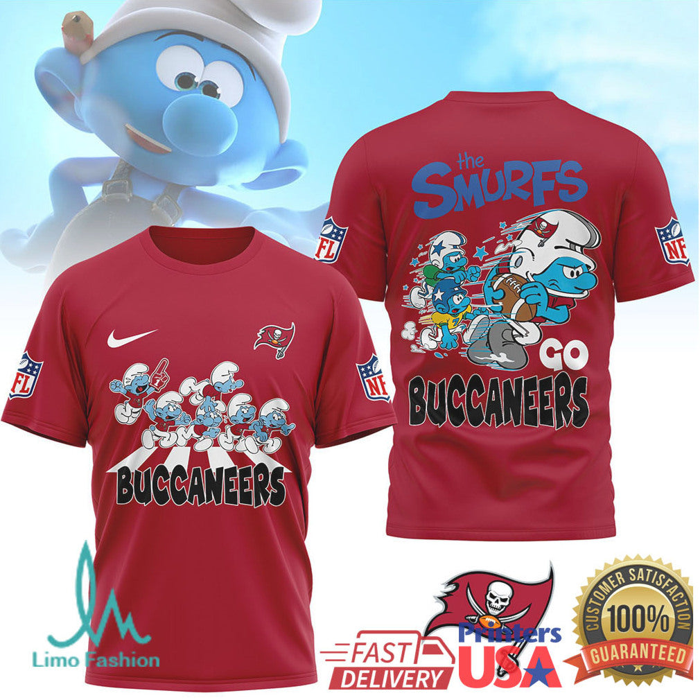 The Smurfs x Tampa Bay Buccaneers NFL Custom T Shirt Design - Limotees LLC