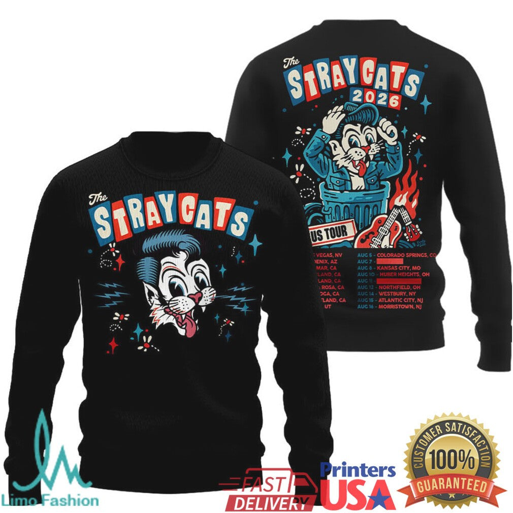 The Stray Cats 2026 US Tour Rockabilly Cartoon T Shirt - Limotees LLC