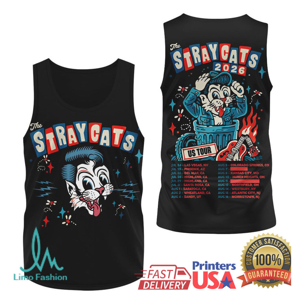 The Stray Cats 2026 US Tour Rockabilly Cartoon T Shirt - Limotees LLC