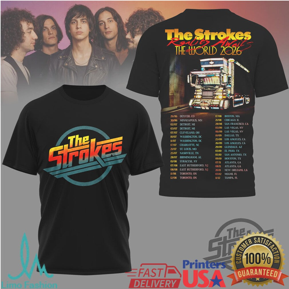 The Strokes 2026 World Tour Roads Await Concert Schedule T Shirt