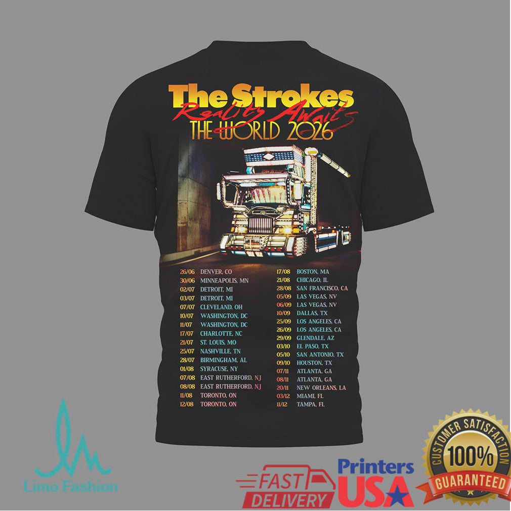The Strokes 2026 World Tour Roads Await Concert Schedule T Shirt