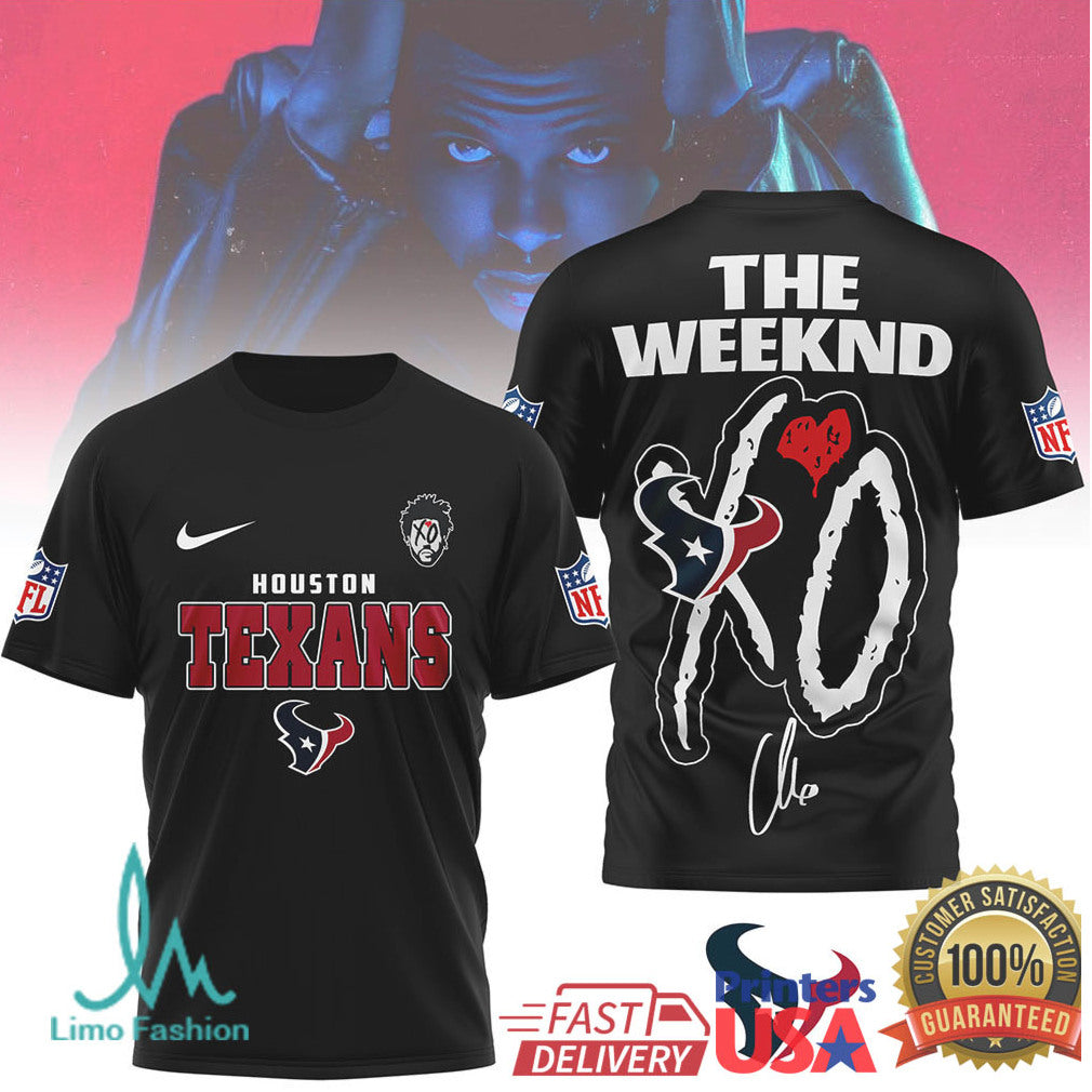 The Weeknd XO Houston Texans Hip Hop Style Football T Shirt - Limotees LLC