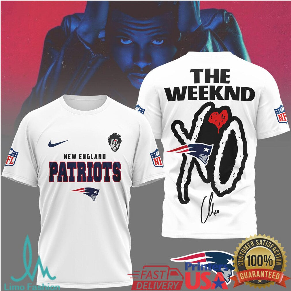 The Weeknd XO x New England Patriots NFL Graphic T Shirt - Limotees LLC