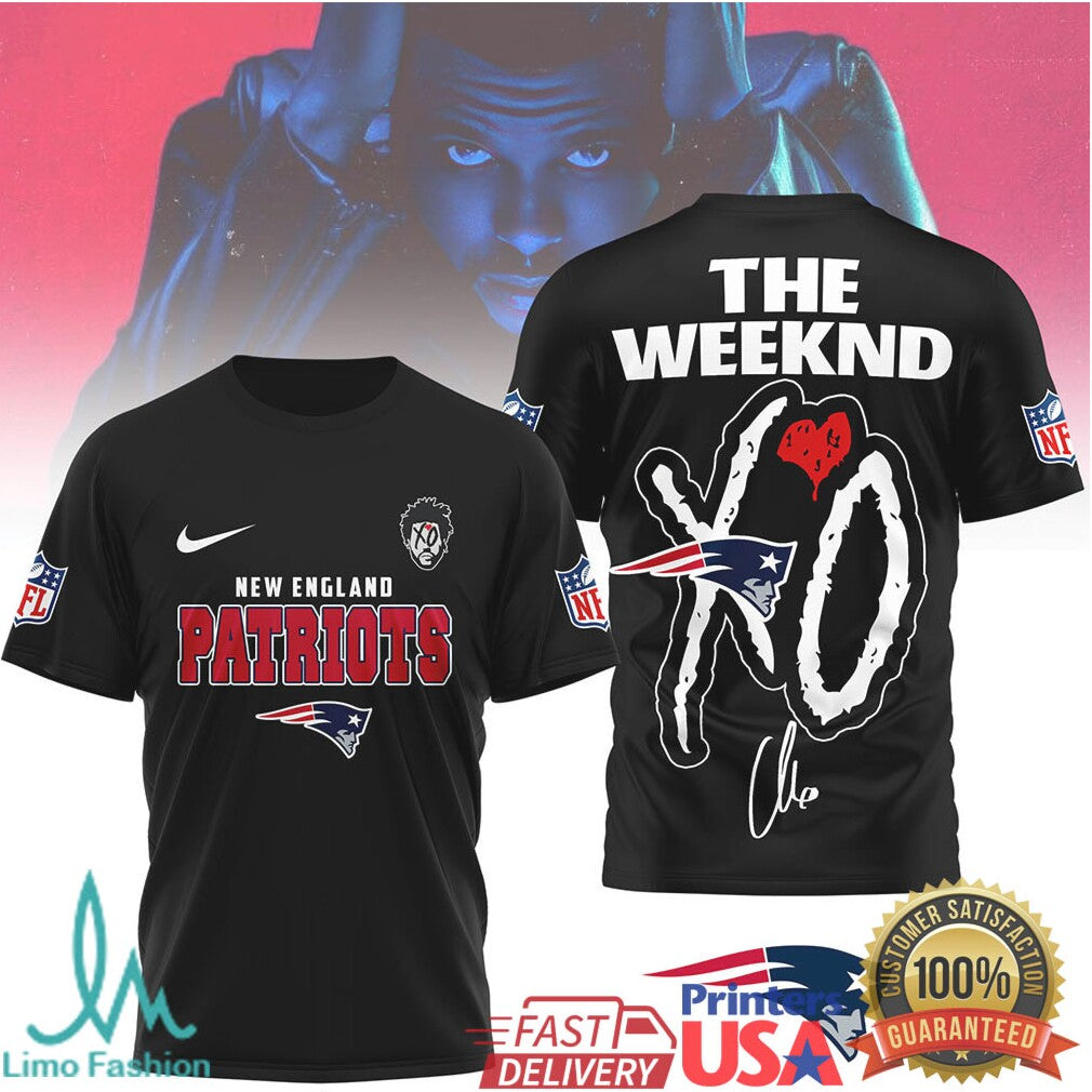 The Weeknd XO x New England Patriots NFL Graphic T Shirt - Limotees LLC