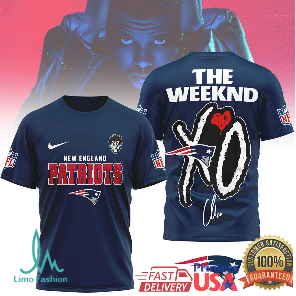 The Weeknd XO x New England Patriots NFL Graphic T Shirt - Limotees LLC