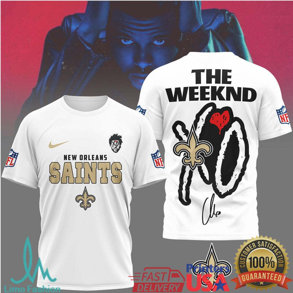 The Weeknd XO x New Orleans Saints NFL Graphic T Shirt - Limotees LLC