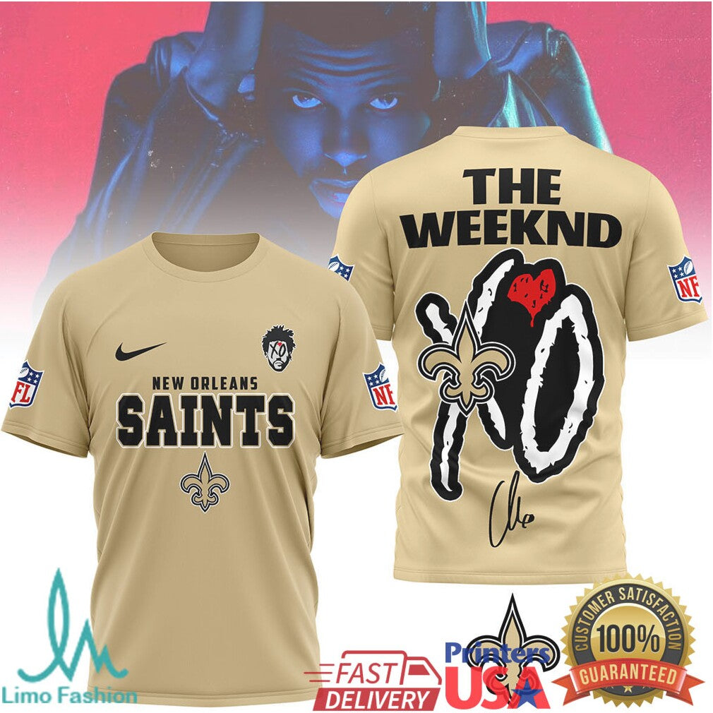 The Weeknd XO x New Orleans Saints NFL Graphic T Shirt - Limotees LLC