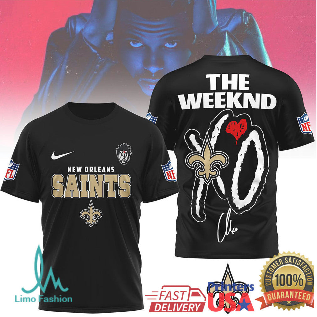 The Weeknd XO x New Orleans Saints NFL Graphic T Shirt - Limotees LLC