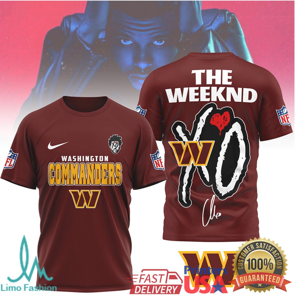 The Weeknd XO x Washington Commanders NFL Graphic T Shirt - Limotees LLC