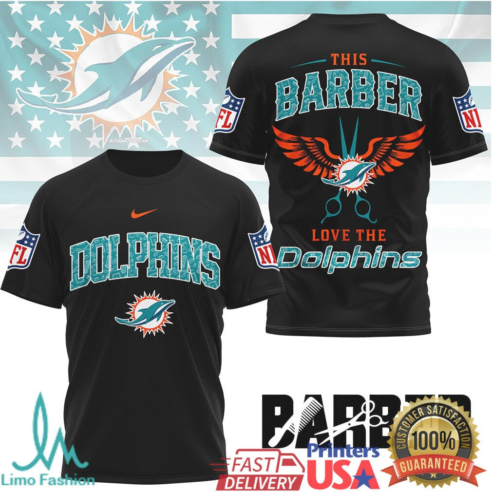 This Barber Love The Dolphins NFL Miami Barber Graphic Tee - Limotees LLC