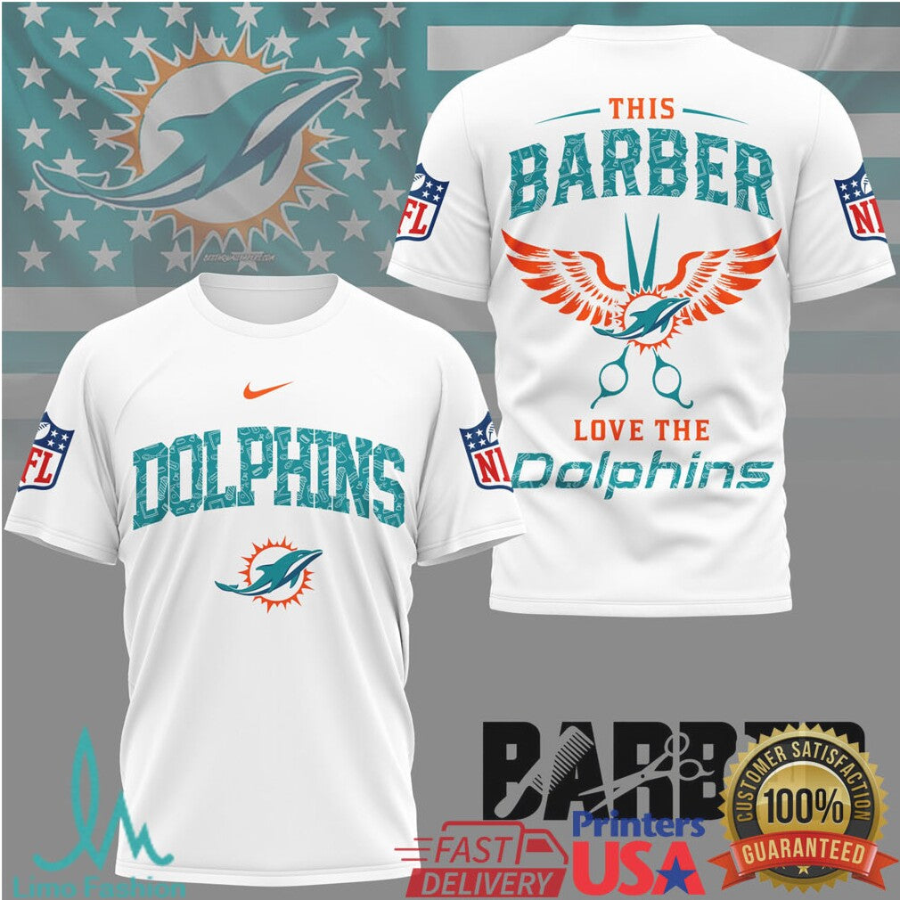 This Barber Love The Dolphins NFL Miami Barber Graphic Tee - Limotees LLC
