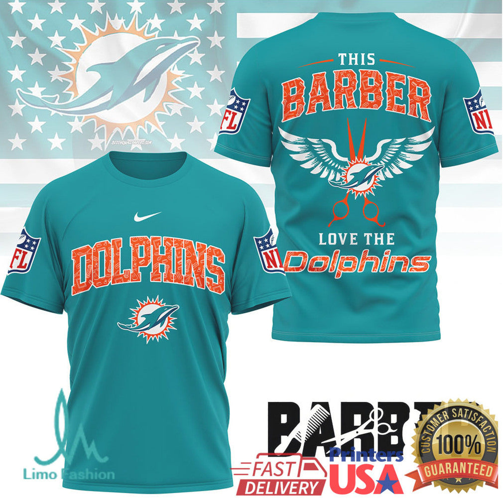 This Barber Love The Dolphins NFL Miami Barber Graphic Tee - Limotees LLC