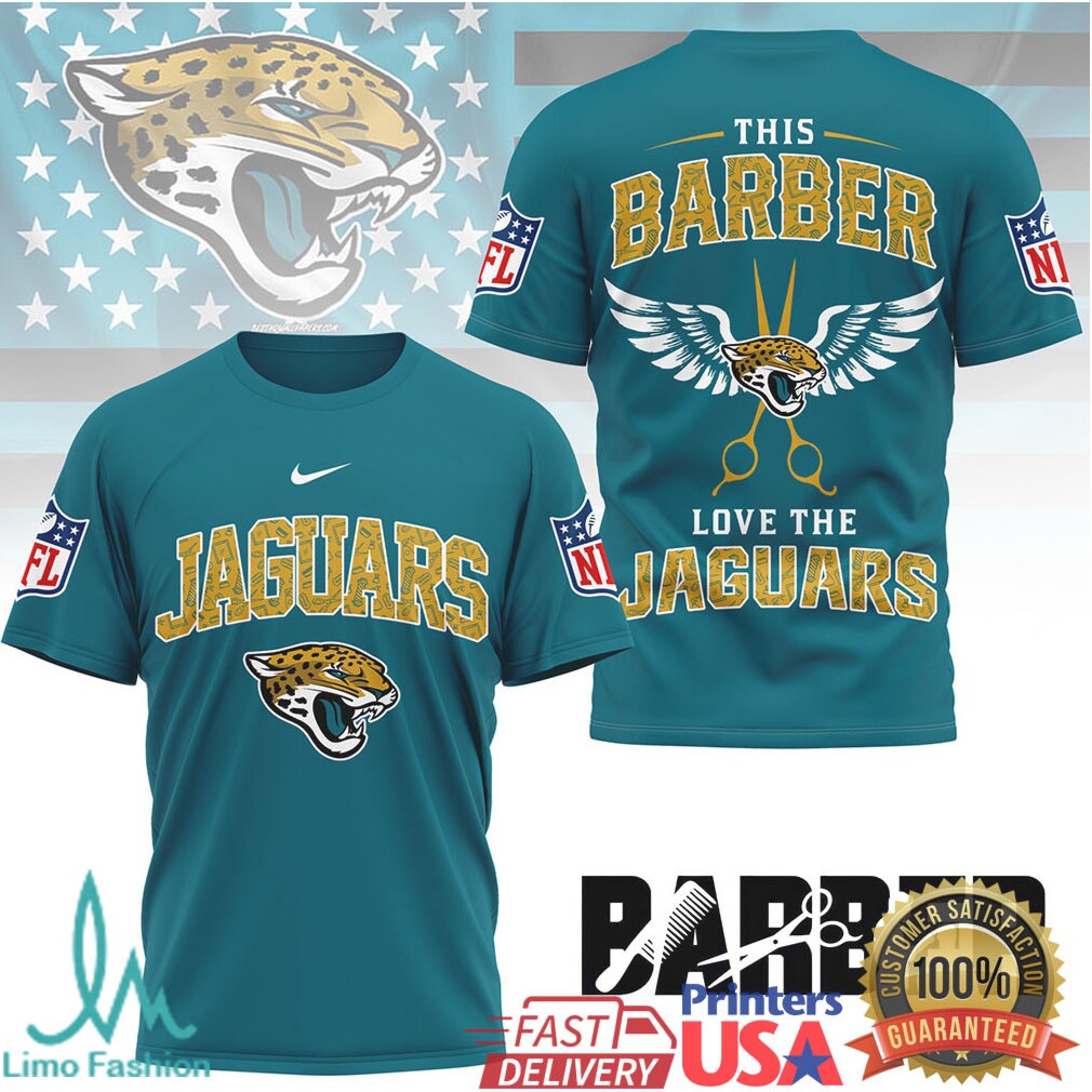 This Barber Love The Jaguars NFL Custom Barber Shop Shirt - Limotees LLC